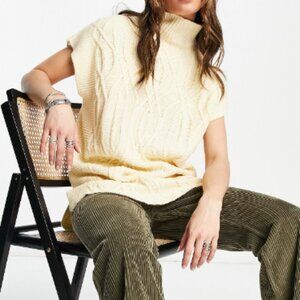 ASOS Violet Romance Oversized High Neck Cable Knit Oversized Tunic Dress Sweater